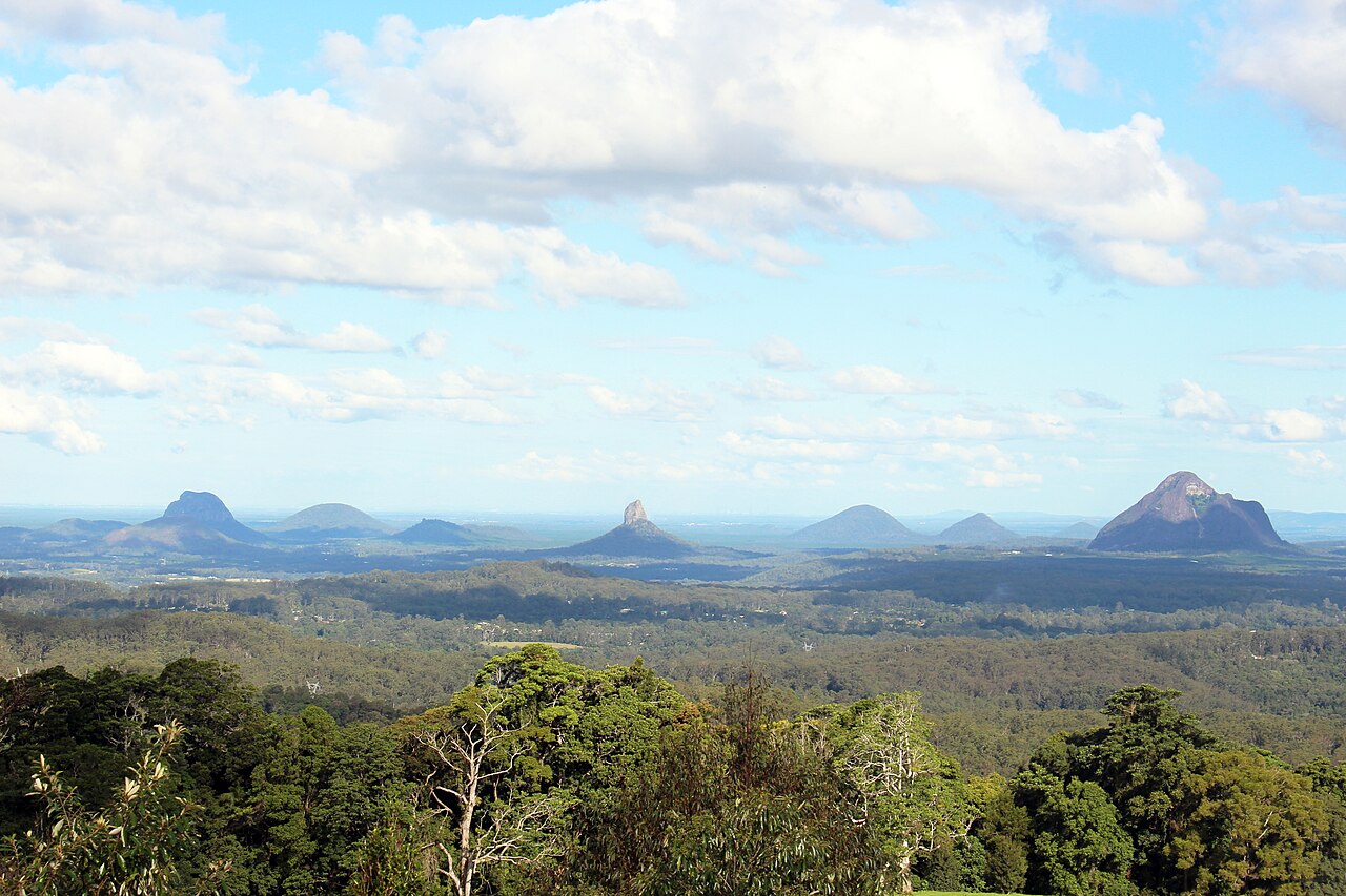 Glass House Mountains viewed from Mary Cairncross Scenic Reserve